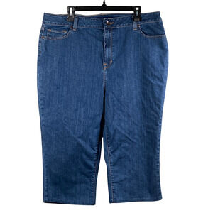 LL Bean Jeans Womens 20 Medium Blue Denim Stretch Straight Leg Casual Cropped